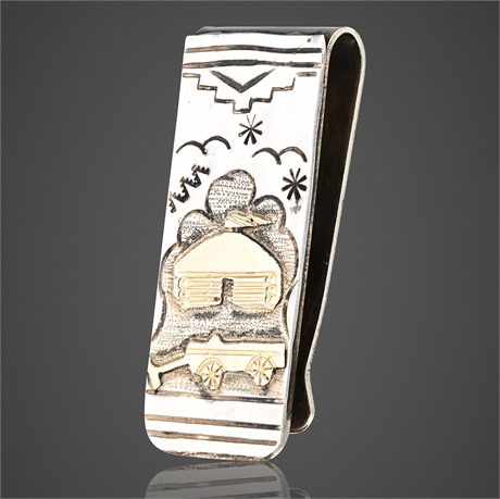 Navajo Storyteller Sterling & Gold Money Clip by T.A. Begay