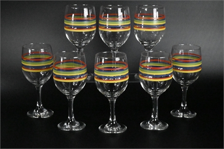 8 Vintage Libbey 'Mambo Fiesta' Wine Glasses