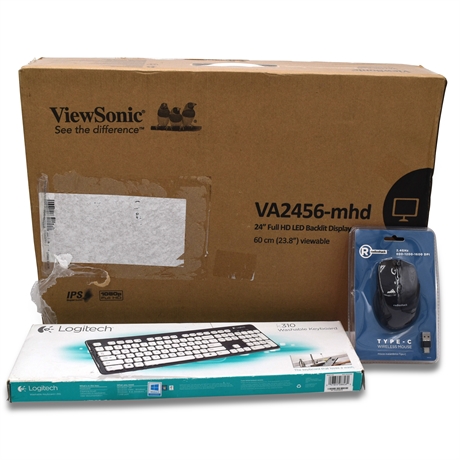 Desktop Starter Bundle: 24" ViewSonic Monitor, Logitech K310 Keyboard & Mouse