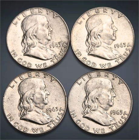 1963 (4) Franklin Silver Half Dollars