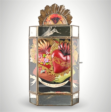 R. Pindter Taller “Abrazo de Amor del Universo” Mexican Folk Art Nicho