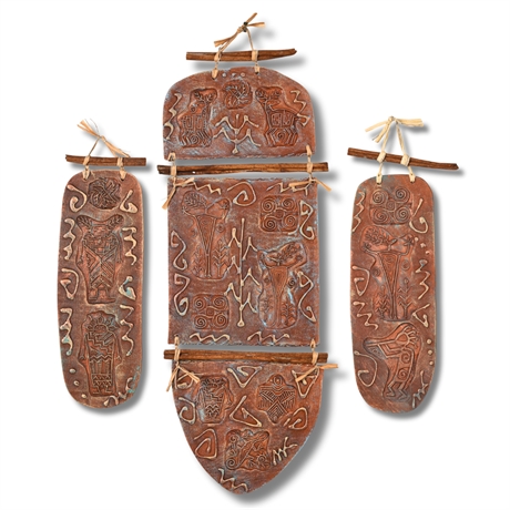 Kenarov Ceramic “Ancient Images” Triptych Wall Art – Handcrafted & Painted