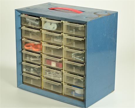 Vintage 18 Drawer Hardware Cabinet
