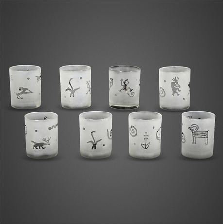 D.L. Horton Petroglyph Rocks Glasses — Set of 8, Zia Dreams NM
