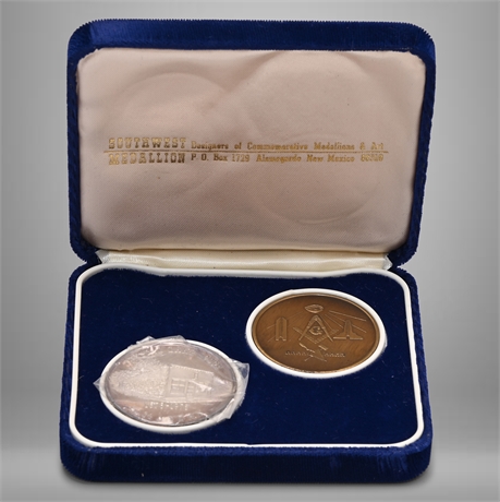 999 Silver Masonic Crystal Lake Lodge Medallion Set