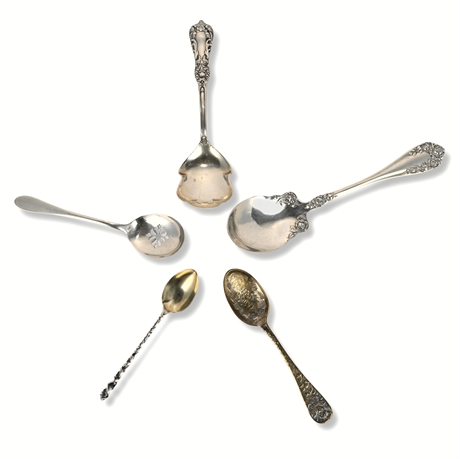 Lot of 5 Sterling Silver Spoons — SSMC, Ocean Grove, Pat. 1898, 70.4g