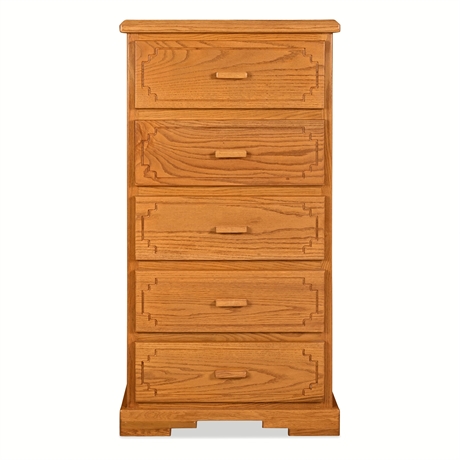 Concepts in Oak 5-Drawer Lingerie Chest with Stepped Frontier Inlay