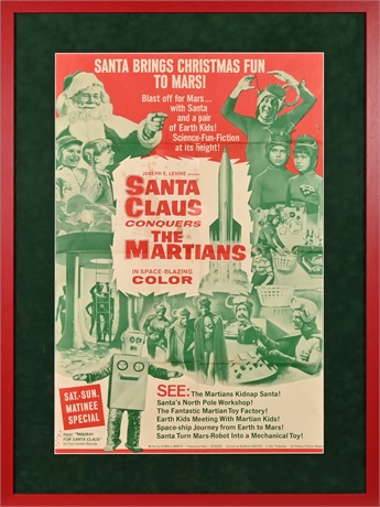 🎅🚀Santa Claus Conquers the Martians Original Framed Movie Poster🚀🎅