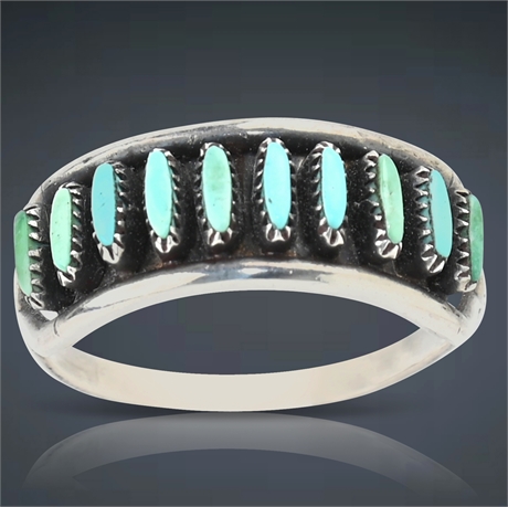 Vintage Zuni Needle Point Turquoise Ring