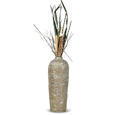 Mosaic Style Vase with Faux Arrangement