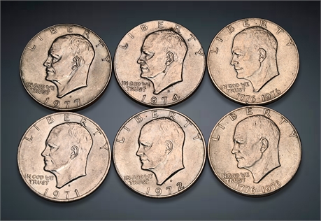 Six Eisenhower Dollars