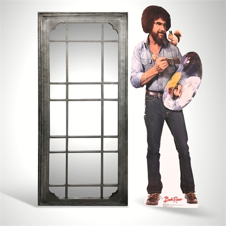 Ashley Remy Gray Windowpane Metal Floor Mirror