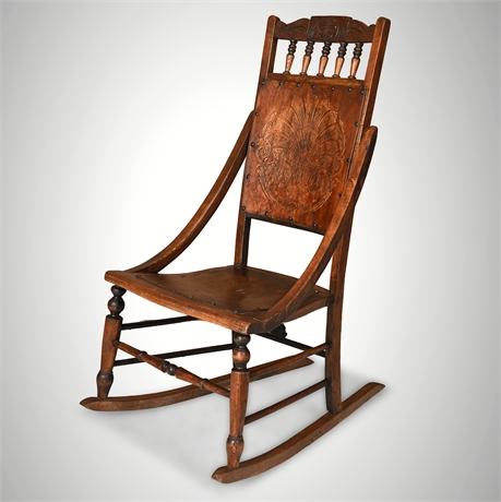Luterma Bentwood Rocking Chair — Pressed Back, Carved Crest Rail