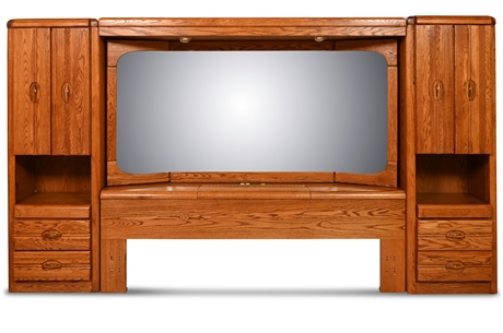 Classic Oak King/Queen Mirrored Headboard with Storage