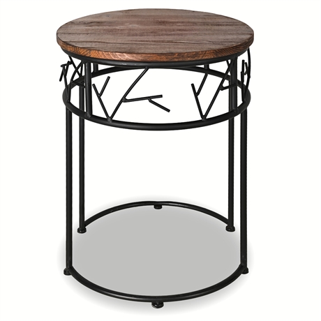 21" Branch Motif Iron & Wood Accent Table