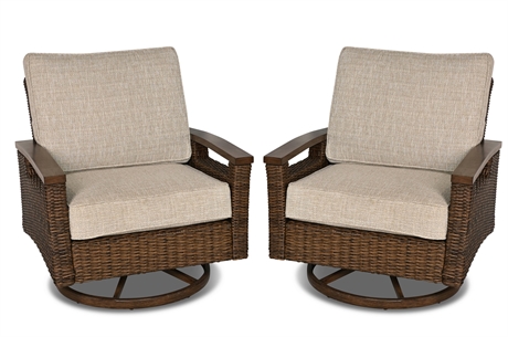 Pair Paradise Trail Patio Rocking & Swiveling Armchairs
