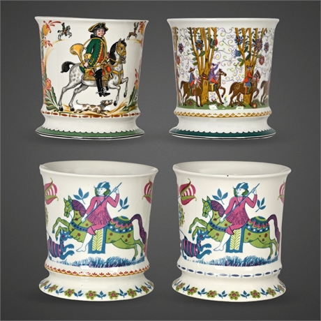 Kurt Hammer Hand-Painted Folk-Art Ceramic Mugs (Set of 4)