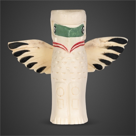 Carved Bone Thunderbird Figure with Polychrome Paint