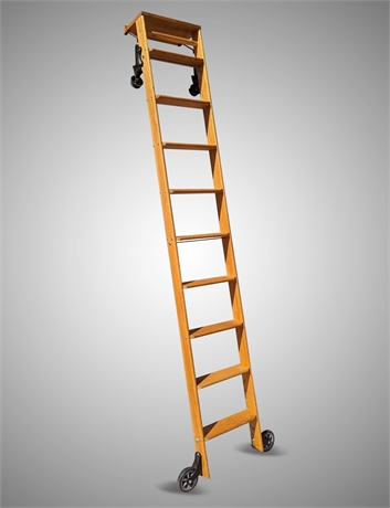 9' Cotterman Library Ladder with Wheels