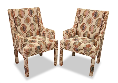 Pair Kilim Style Arm Chairs