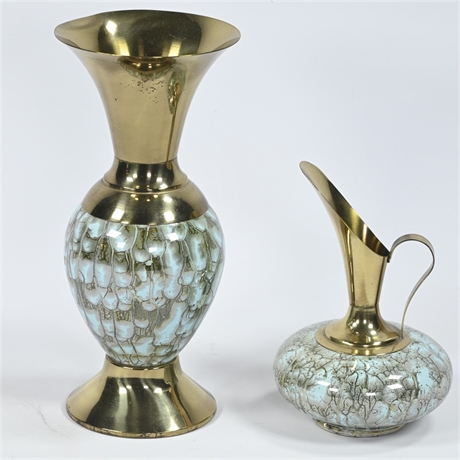 Delft Enamel-Porcelain-Brass Vase and Cruet
