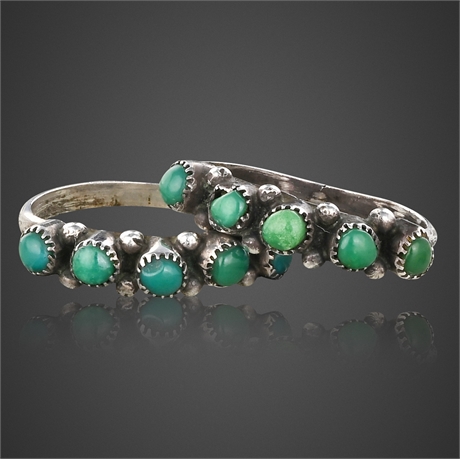Pair of Navajo Sterling Rings with Royston Turquoise, Size 5.25