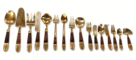 Vintage Bronze Flatware with Rosewood Handles