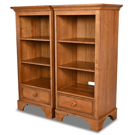 Pair Ethan Allen New Country Tower Bookcases