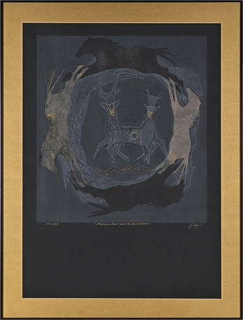 Gina Gray “Medicine Deer Seek the Spirit Ponies” Monotype