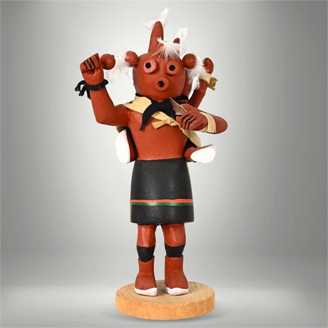 Hopi Koyemsi “Mudhead” Kachina by P. Takala – Polacca AZ, 1992 – Carved & Signed