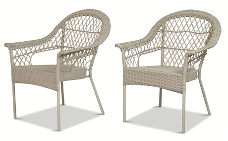 Pair Hampton Bay Wicker Style Chairs