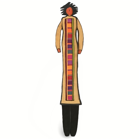 Navajo-Inspired Suede Soft Sculpture "Song Lady" by Julie Hopkins