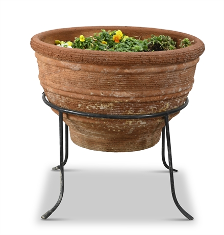 Terracotta Planter with Iron Stand