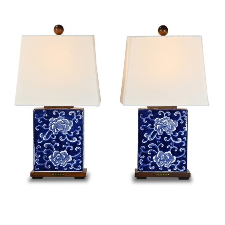 Pair Ralph Lauren Blue Chinese Porcelain Lamps