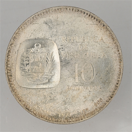 1973 Venezuela .900 Silver 10 Bolívares – Simón Bolívar Centenary Coin