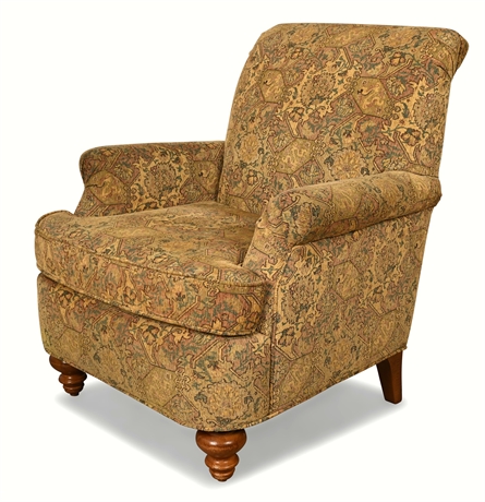 Flexsteel Upholstered Armchair — Tapestry Fabric, Turned Legs