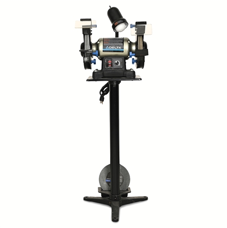 Delta 23-197 8" Variable Speed Bench Grinder on Cast Iron Pedestal Stand