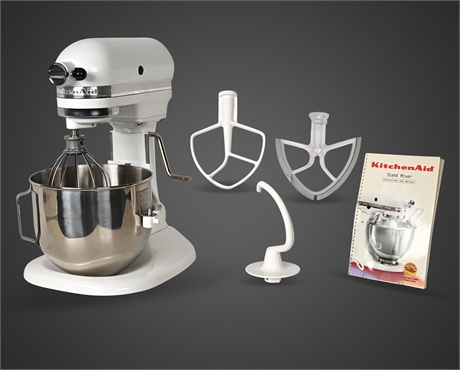 Vintage KitchenAid 350W Custom Stand Mixer – 5 Qt Bowl, Attachments & Manual