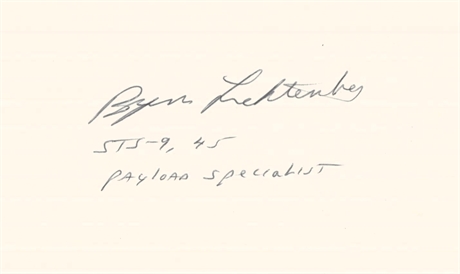 Byron Lichtenberg Signed Card — STS-9 Spacelab 1 Payload Specialist Astronaut