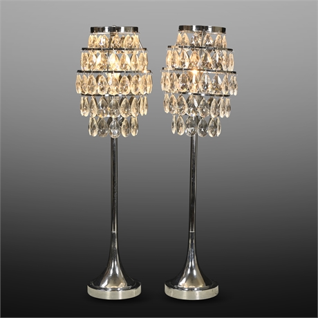 Pair Prism & Chrome Table Lamps