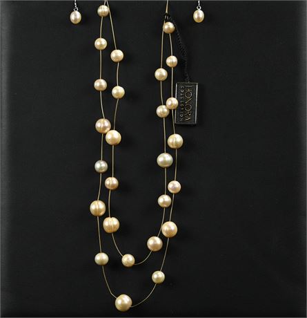 Honora Double Strand Freshwater Pearl Necklace and Earrings