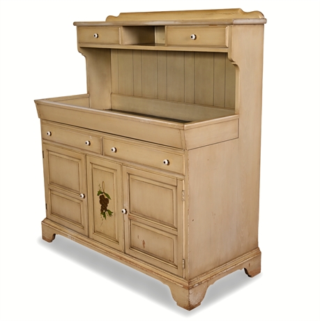 Pennsylvania House Solid Wood Dry Sink Hutch — Porcelain Knobs, Hand-Painted