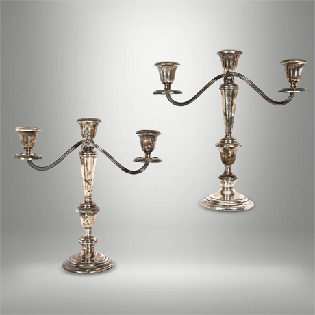 Gorham Sterling 3-Light Candelabra Pair 8081 Convertible