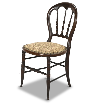 Victorian Accent Chair with Upholstered Seat