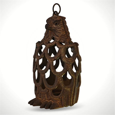 Vintage Cast Iron Eagle Lantern – Rustic Hanging Candle Holder