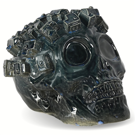 "Urban Crown" Skull Sculpture by Willin and Chillin, Dated 2021