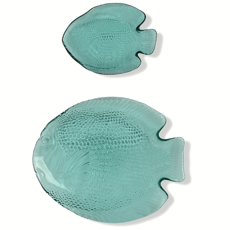 1970's Arcoroc Pressed Glass Fish Trays