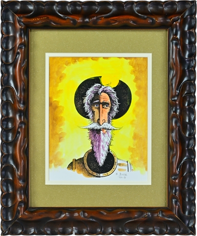 H. Baez Don Quixote Hand Colored Print