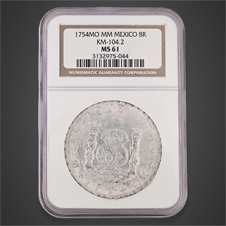 1754 Mexico 8 Reales – Ferdinand VI – Mo MM – NGC MS61 – Pillar Dollar