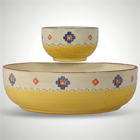 Santa Fe-Style Ceramic Chip 'N' Dip Bowl Set